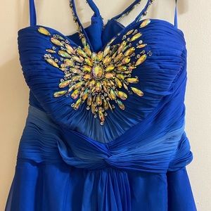 Royal blue / black ombré halter gown